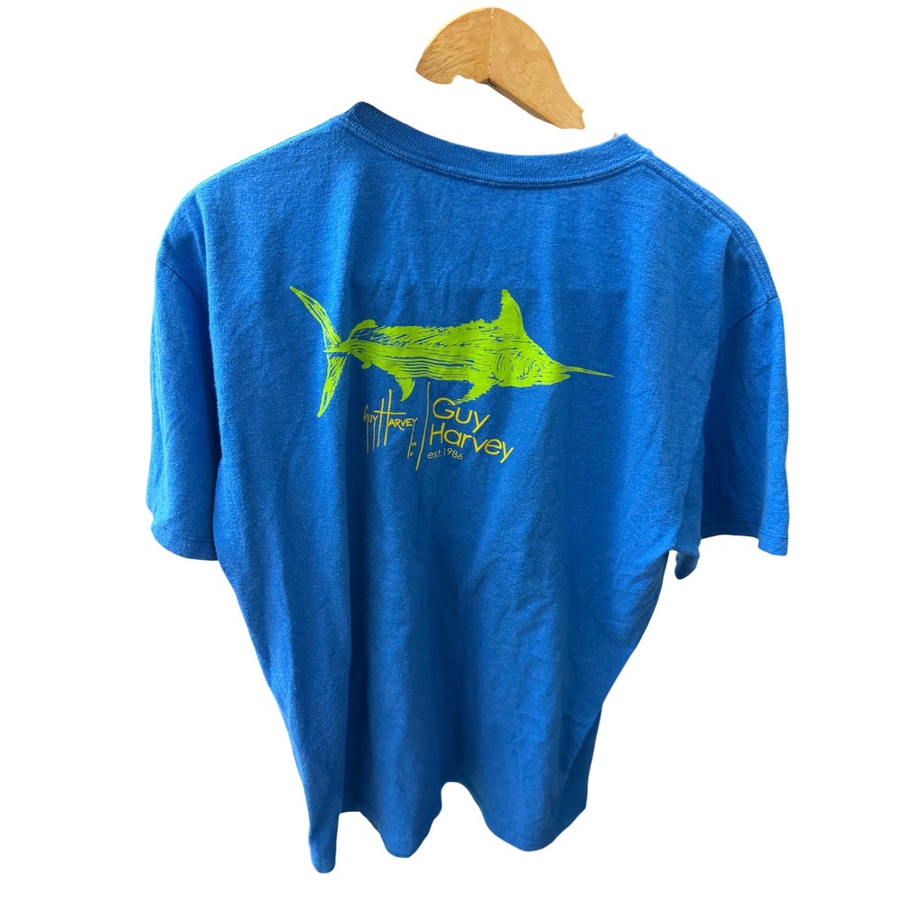 Guy Harvey T-Shirt Kids XL Blue Excellent Marlin Graphic Fishing Tee